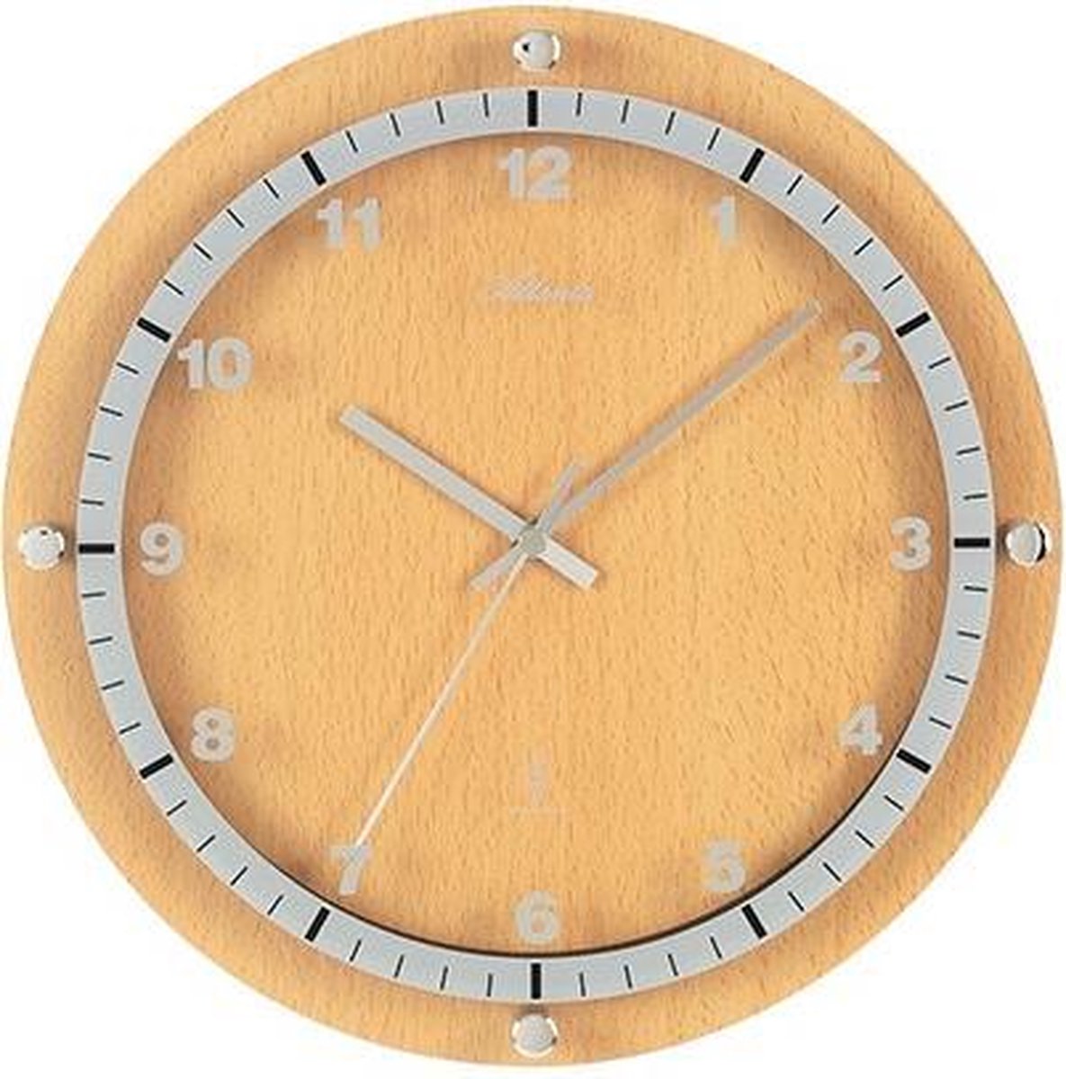 Wandklok met massief houten rand modern design