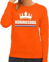 Oranje Koningsdag met een kroon sweater / trui dames - Oranje Koningsdag kleding XL