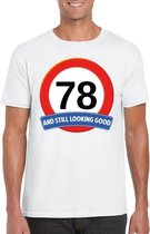 Verkeersbord 78 jaar t-shirt wit heren M