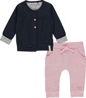 Dirkje Basics Meisjes Set (2delig) Donkerblauw Vestje met Roze Broek - Maat 62