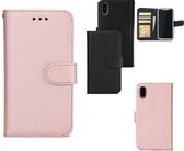Telefoonhoesjes voor iPhone XR  Rose Gold Luxe Flip Leather Wallet 2 in 1 Phone Case  Magneet  Retro Ultra Slim Cover Fundas