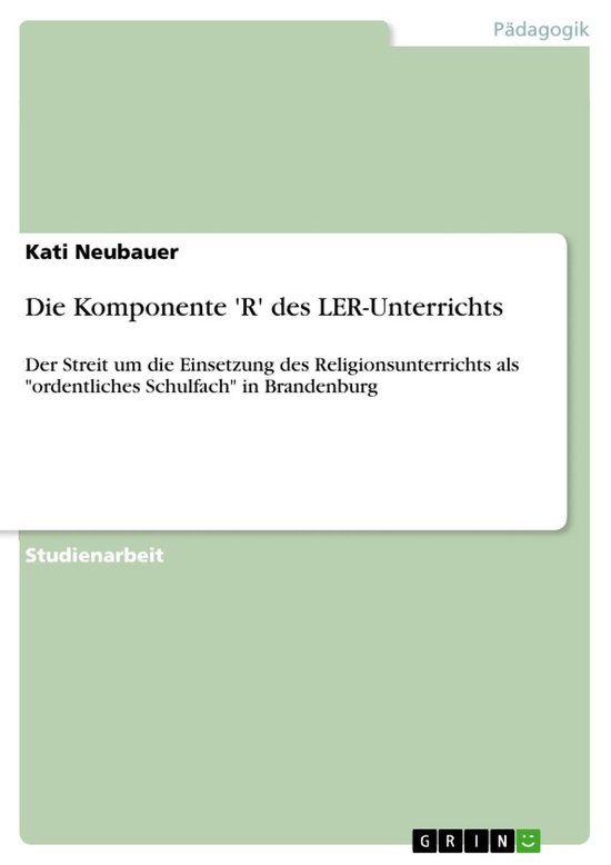 Die Komponente 'R' des LER-Unterrichts - cover