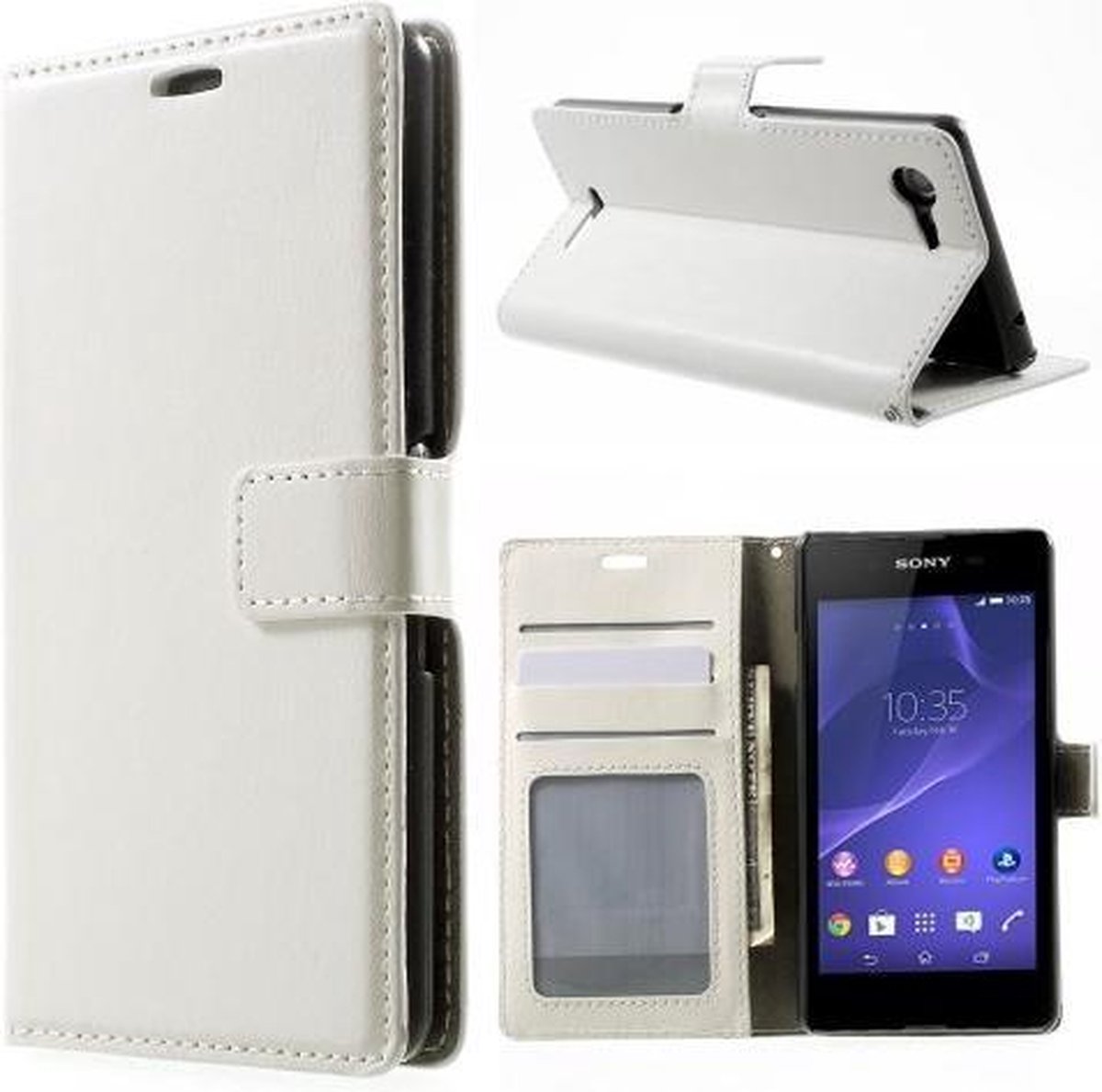 Cyclone wallet hoesje Geschikt voor: Wallet hoesje Sony Xperia E3 wit