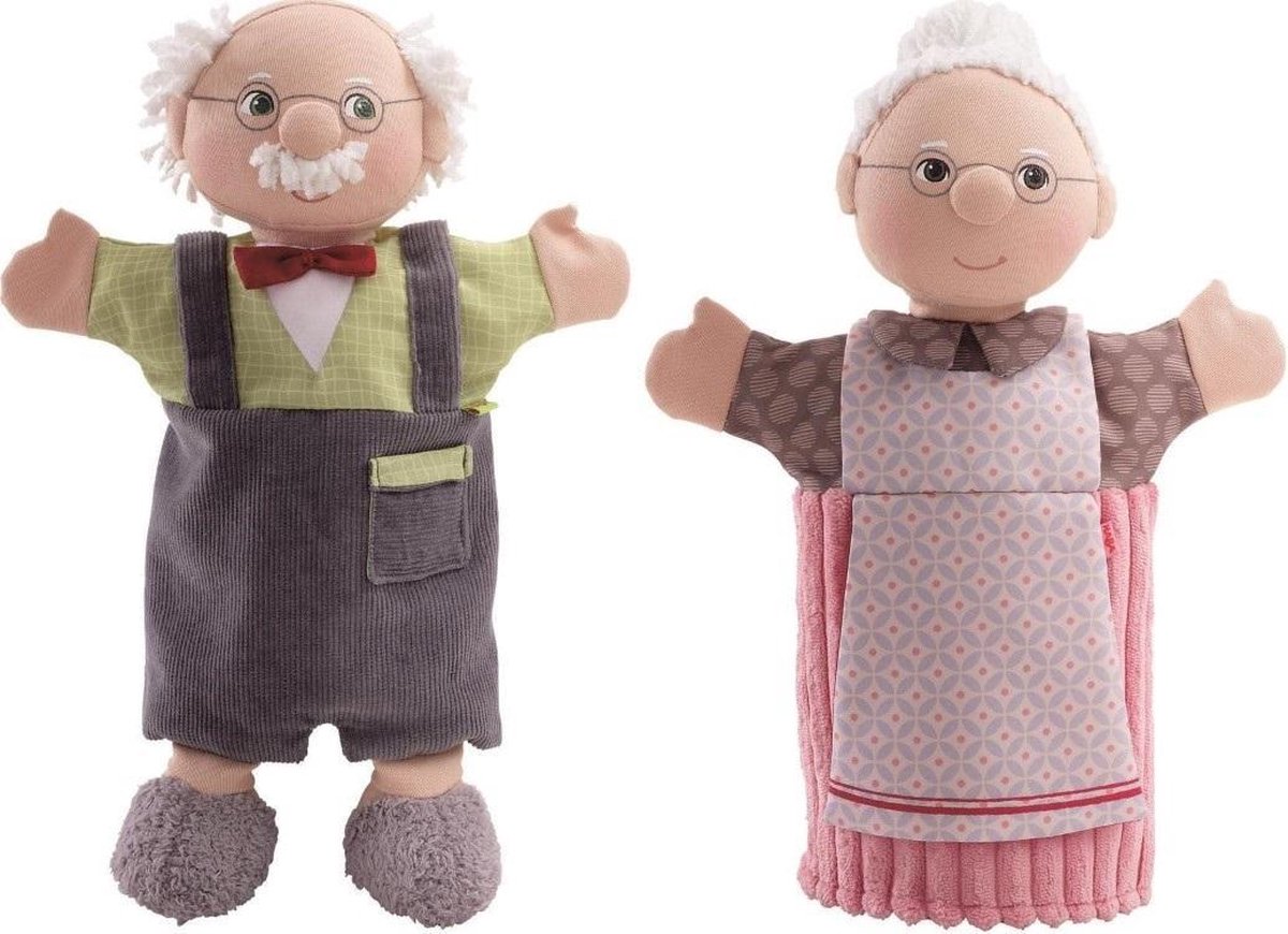 Ensemble de marionnettes à main Haba grand-père et grand-mère
