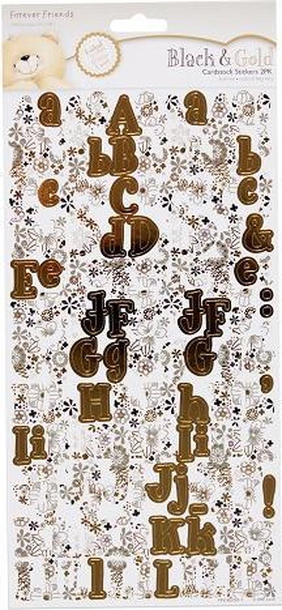 Cardstock stickers - Zwart & Goud (2pk) alphabet