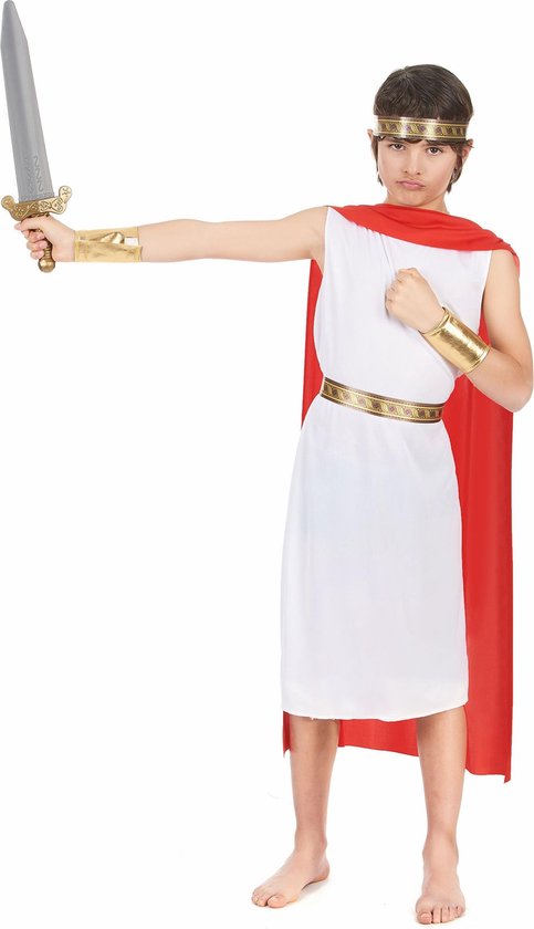 LUCIDA - Wit en rood Romeins kostuum voor jongens - M 122/128 (7-9 jaar)