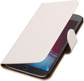 Wit Effen booktype wallet cover hoesje voor Motorola Moto G4 / G4 Plus