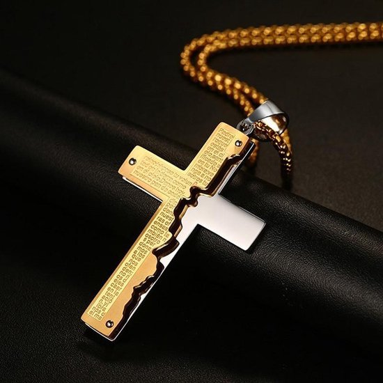 Crucifix Chain | Kruisje Ketting | Met Bijbel Verse | Stainless Steel | bol.com