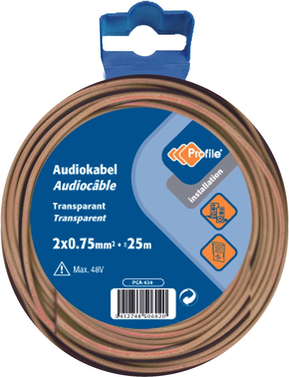 PROFILE luidsprekerkabel - 2x0m75mm² - transparant - 10 meter