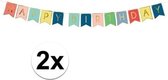 2x Gekleurde DIY feest slinger Happy Birthday 1,75 meter - Feestje/verjaardag slinger gekleurd