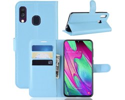 Book Case - Geschikt voor Samsung Galaxy A40 Hoesje - Lichtblauw
