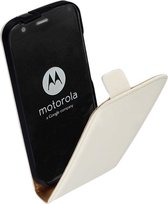 LELYCASE Lederen Flip Case Cover Hoesje Motorola Moto G Wit