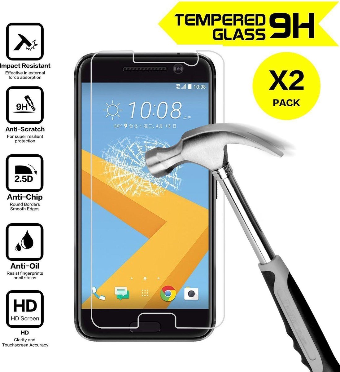 Impressionisme Vergelding Typisch 2 Stuks Pack HTC 10 glazen Screenprotector Tempered Glass (0.26mm) | bol.com