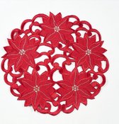 Nappe de Noël - Rouge - ajourée - Fleurs - Ronde 20 cm - 353R