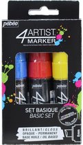 Pebeo - 4Artist Markers 8.0mm - Basis kleuren -  set 3 stuks