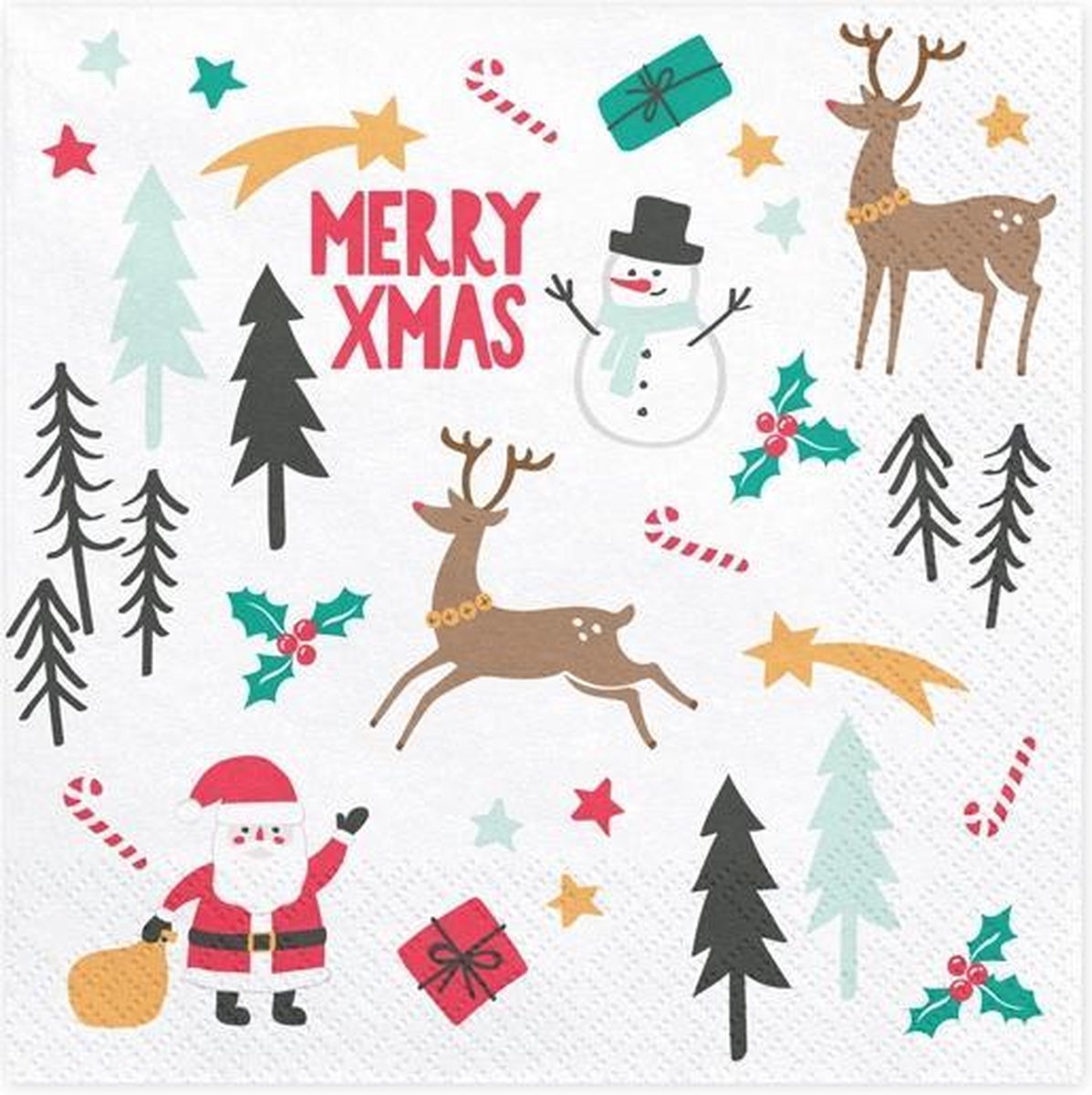 PartyDeco - Servetten Merry Xmas (20 stuks)