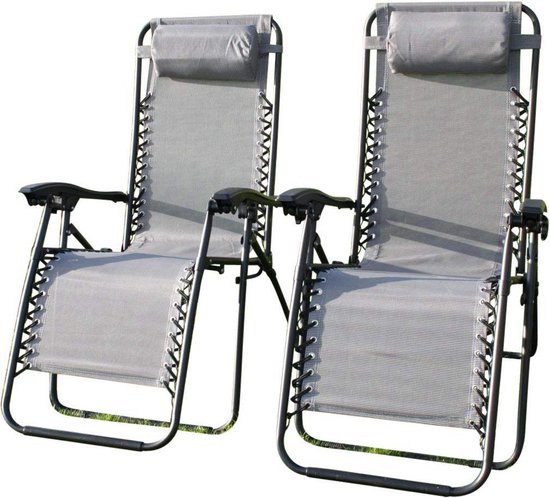vreugde huid passie Set van 2 comfortabele relaxstoelen voor in de tuin - Tweed - Textoline -  verstelbaar | bol.com