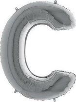 Folieballon letter C zilver (100cm)