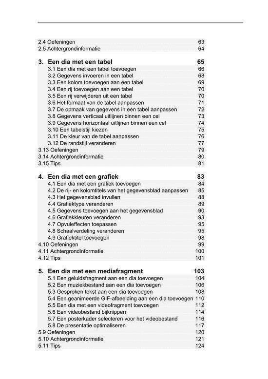 Inhoudsopgave van het Basisboek PowerPoint 2013 en 2010, beginnend bij hoofdstuk 2.4.