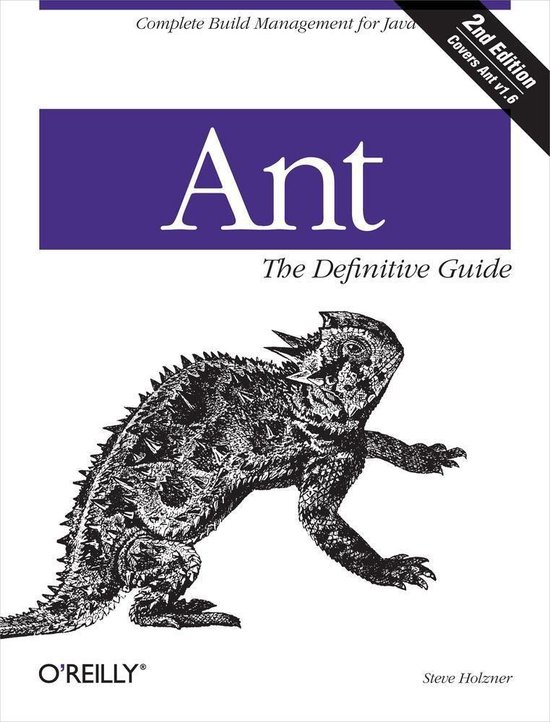 Boekomslag met de titel 'Ant The Definitive Guide' en een afbeelding van een hagedis.