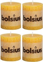 Bolsius Stompkaarsen Rustiek Okergeel 80/68 mm - 4 Stuks