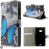Blauw vlinder agenda wallet case Microsoft Lumia 535