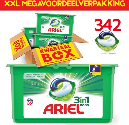 XXL 342 PODS Megavoordeelverpakking | Jaarpakket | Ariel Original Pods Capsules | 342 wasbeurten | Wasmiddel jaarpakket | Bekend van TV