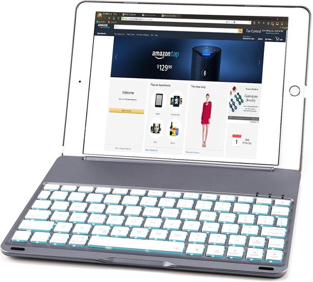 iPad Pro 9.7/Air 2 Toetsenbord Hoes hoesje - CaseBoutique -  Zwart - Aluminium - CaseBoutique