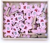 knijpertjes - geboorte meisje - roze beer - 19 stuks
