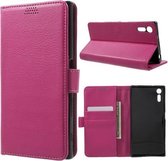 Litchi cover roze wallet case cover Sony Xperia XZ
