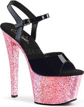 Pleaser Sandaal met enkelband, Paaldans schoenen -38 Shoes- SKY-308N-CRHM Paaldans schoenen Zilverkleurig