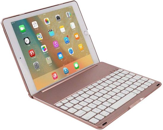 CaseBoutique Bluetooth Keyboard Case iPad 20182017Air 1 Toetsenbord Hoesje Rosé Goud Aluminium Afwerking QWERTY indeling CaseBoutique Bluetooth Keyboard Case iPad 20182017Air 1 Toetsenbord Hoesje Rosé Goud Aluminium Afwerking QWERTY indeling