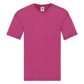 Basic V-hals t-shirt katoen roze voor heren - Herenkleding t-shirt roze XL (EU 54)