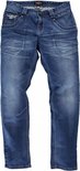 Blauwe spijkerbroek met subtiele plooien en een stone wash, een Cars Jeans label op de zak.