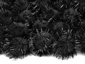 Plush pompom glitter Zwart (20 stuks)