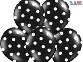 Ballonnen Zwart dots wit 50 stuks