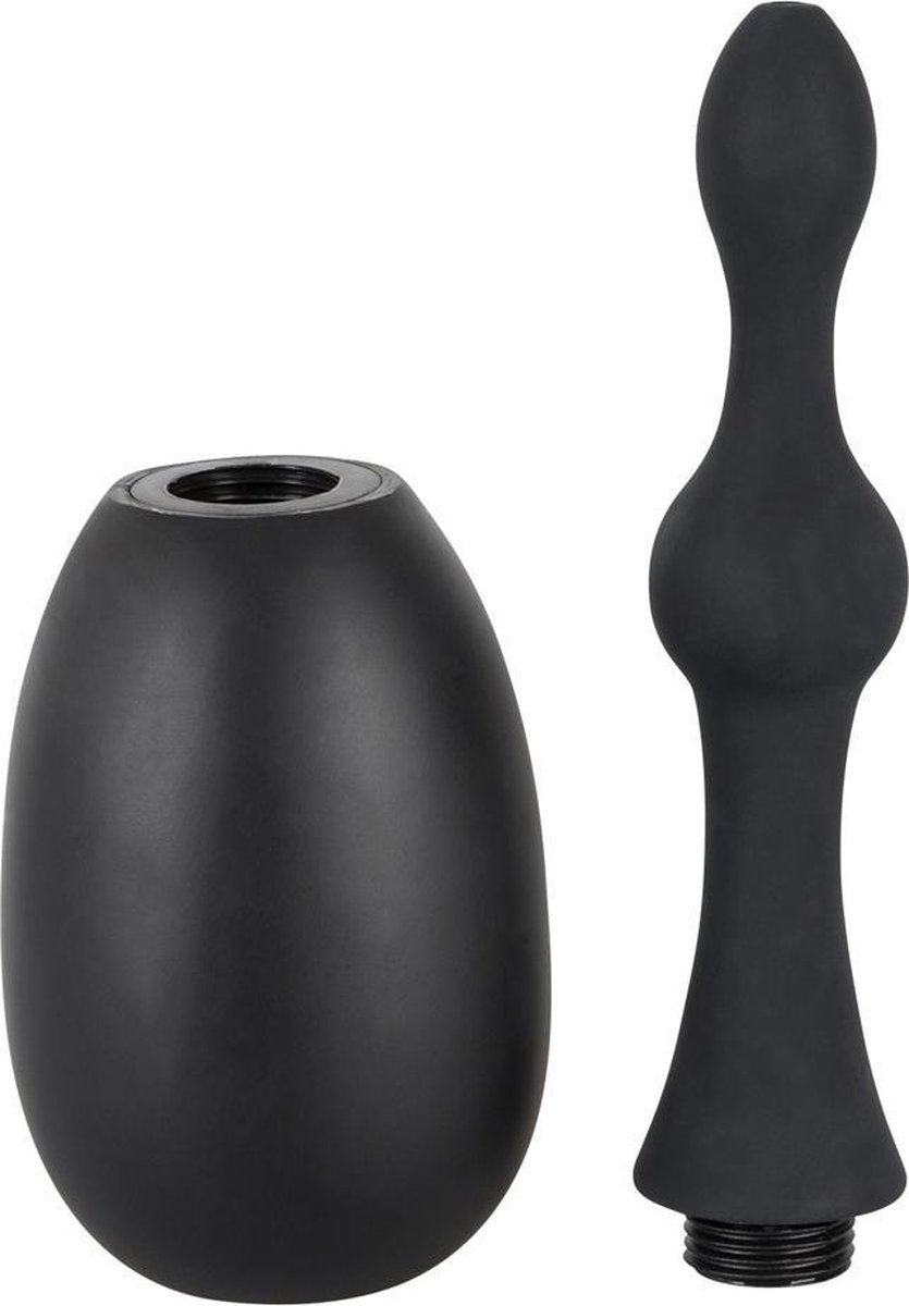 Goedkoopste Black Velvets – Siliconen Douche voor Anaal Gebruik met Stimulus Kogel en Dubbele Schacht maat S – Zwart