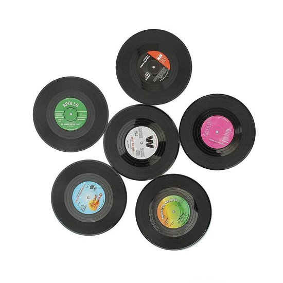 Openbaren Geef rechten voor eeuwig Retro Vinyl Elpee Design Onderzetters - Feest LP Onderleggers Coasters Set  | bol.com