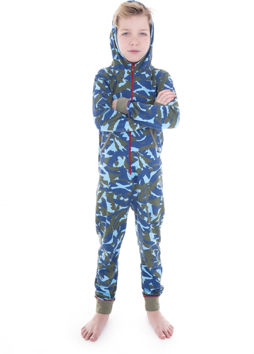 Zoïzo - Extra warme jongens jumpsuit/onesie met lange mouw en camouflage  print 110/116 | bol