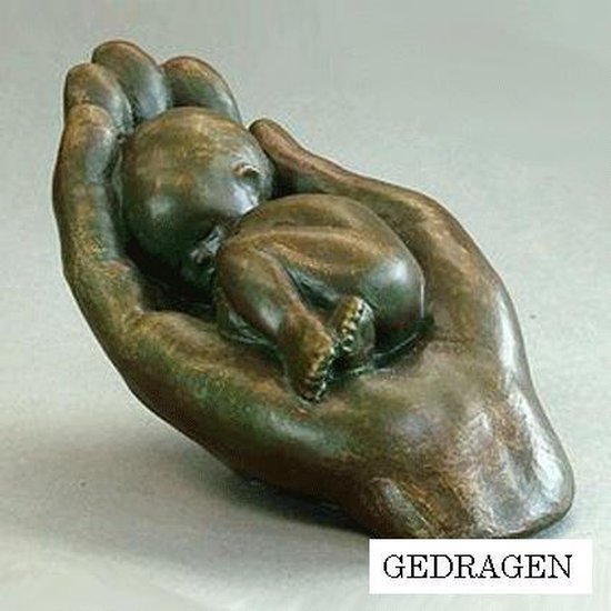 Beeld EMO17 kind in hand 6cm brons van Emotikids — afbeelding 2
