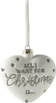 Riviera Maison - All I Want ... Heart Ornament - white - Kerstbal