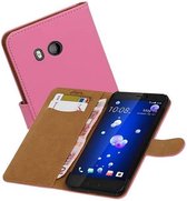 Bookstyle Wallet Case Hoesjes voor HTC U11 Roze