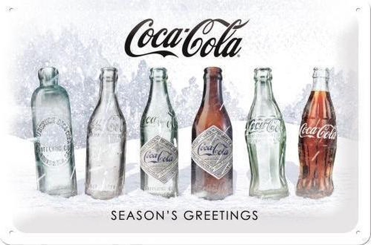 Nostalgic Art Merchandising Coca Cola Season's Greetings Metalen wandbord in reliëf 20 x 30 cm. Multi