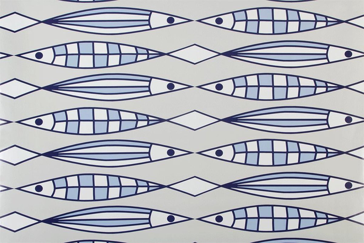 Duurzaam Tafellaken - Tafelkleed - Tafelzeil - Geweven onderlaag – 140 x 220 cm – Vissen – Blauw – Opgerold op dunne rol - Geen Plooien