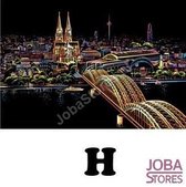 Kras Tekening "JobaStores®" Groot H (41x28cm) - Cologne Cathedral | Krastekening Catedraal Duitsland | Krastekeningen pakket | Scratch Art / Painting | Kraskaarten | Krasfolie