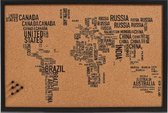 Kurk24 Cork carte du monde sérigraphiée - carte aux lettres - 60 x 40 cm.