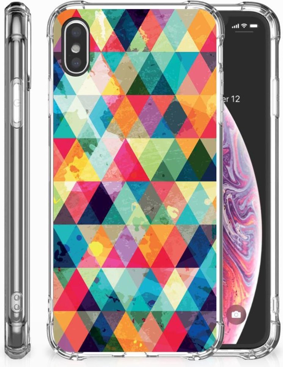 Apple iPhone Xs Max Doorzichtige Silicone Hoesje Geruit