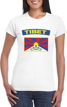 T-shirt met Tibetaanse vlag wit dames L