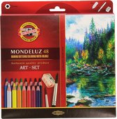 AquarelpotlodMondeluz Artset 3713, 48 kleuren, 2 penselen + puntenslijper