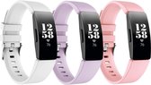 YONO Fitbit Inspire Bandjes - HR - 2 - Siliconen - Wit Lila en Roze - Small